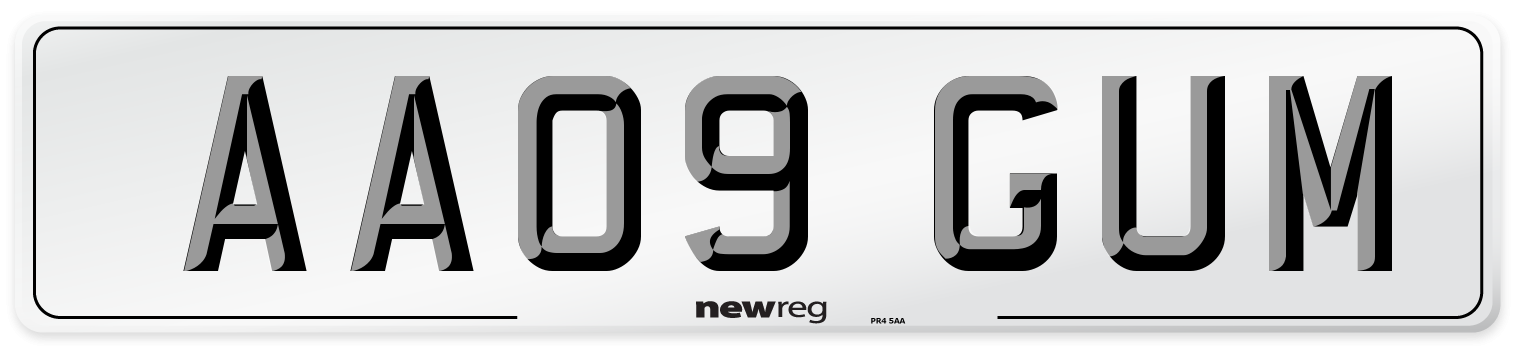 AA09 GUM Number Plate from New Reg